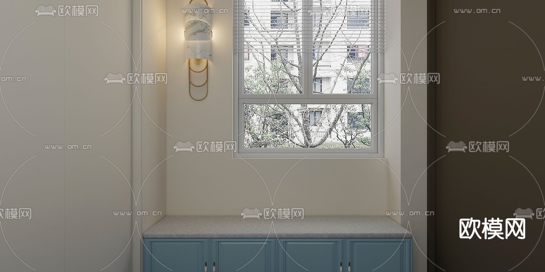 法式客厅餐厅免费3d模型下载（渲染图3）