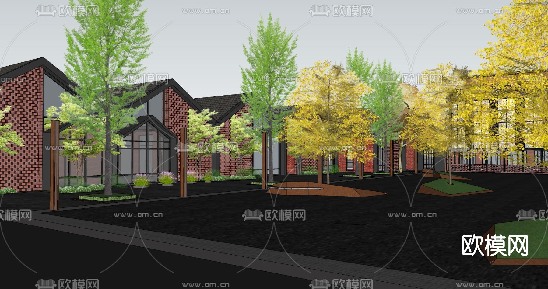 工业风工厂区鸟瞰su模型下载（渲染图4）