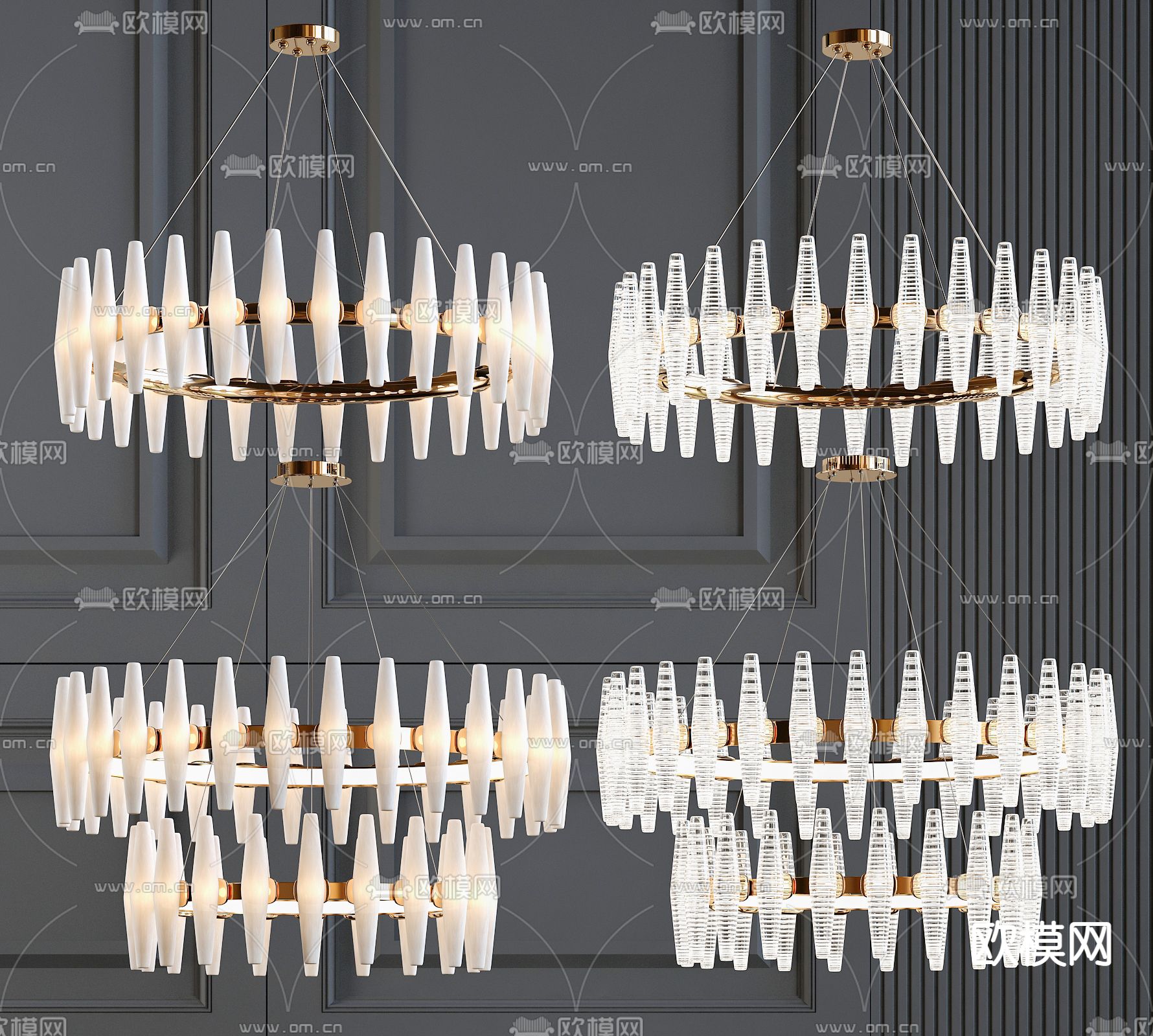 现代轻奢水晶双层吊灯3d模型下载