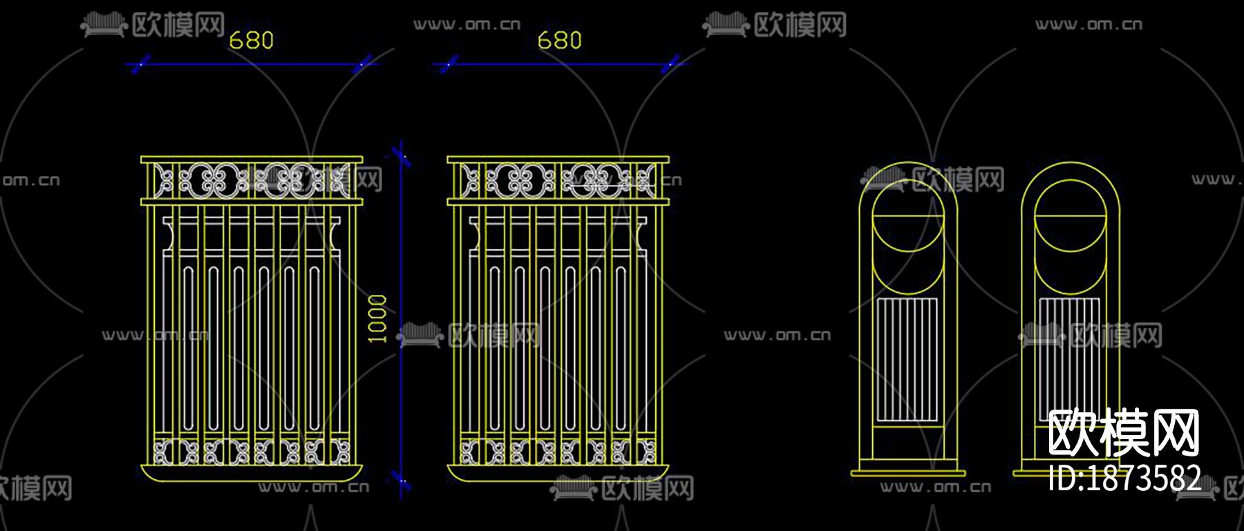 垃圾桶标识牌cad图库下载（渲染图4）