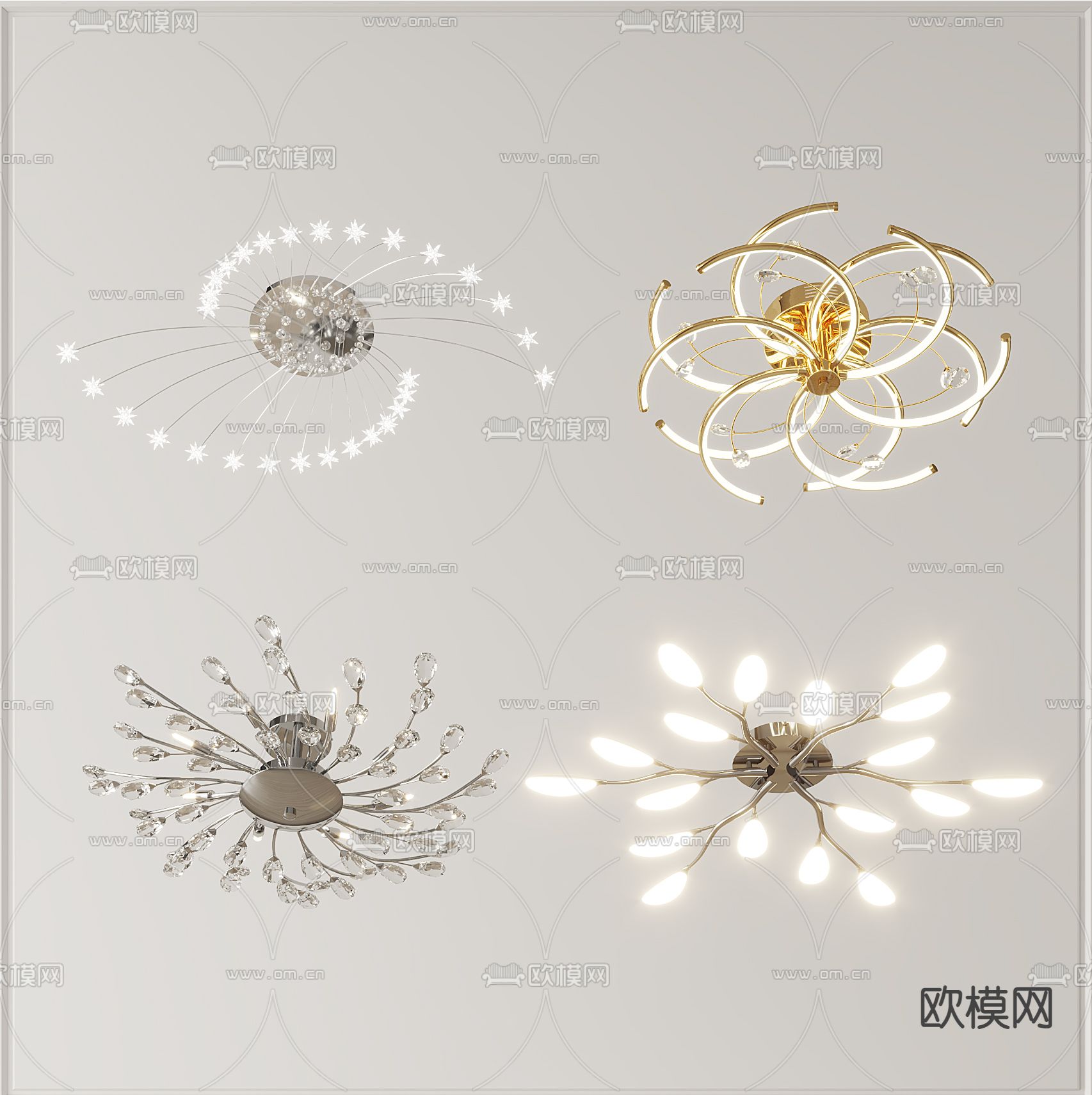 现代轻奢吸顶灯3d模型下载