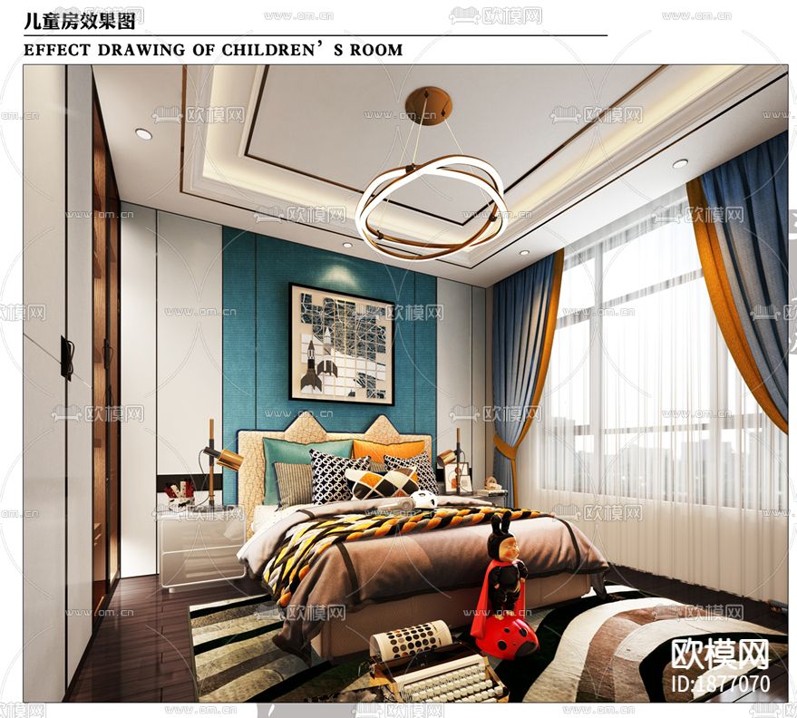 家装样板间cad施工图下载（渲染图6）