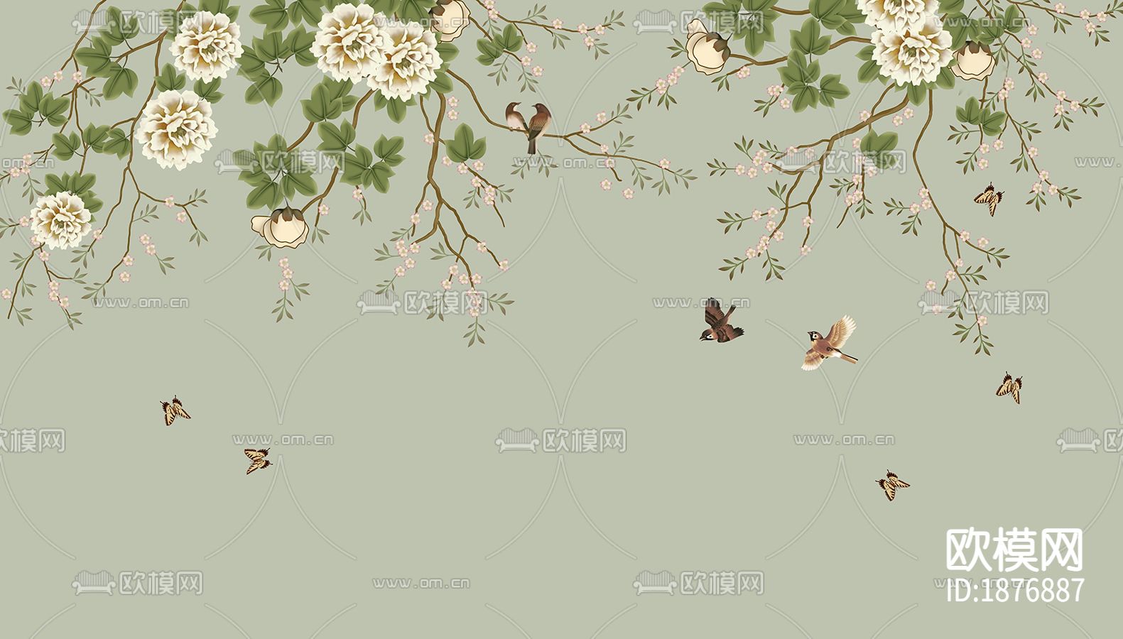 中式花鸟壁纸下载（渲染图3）