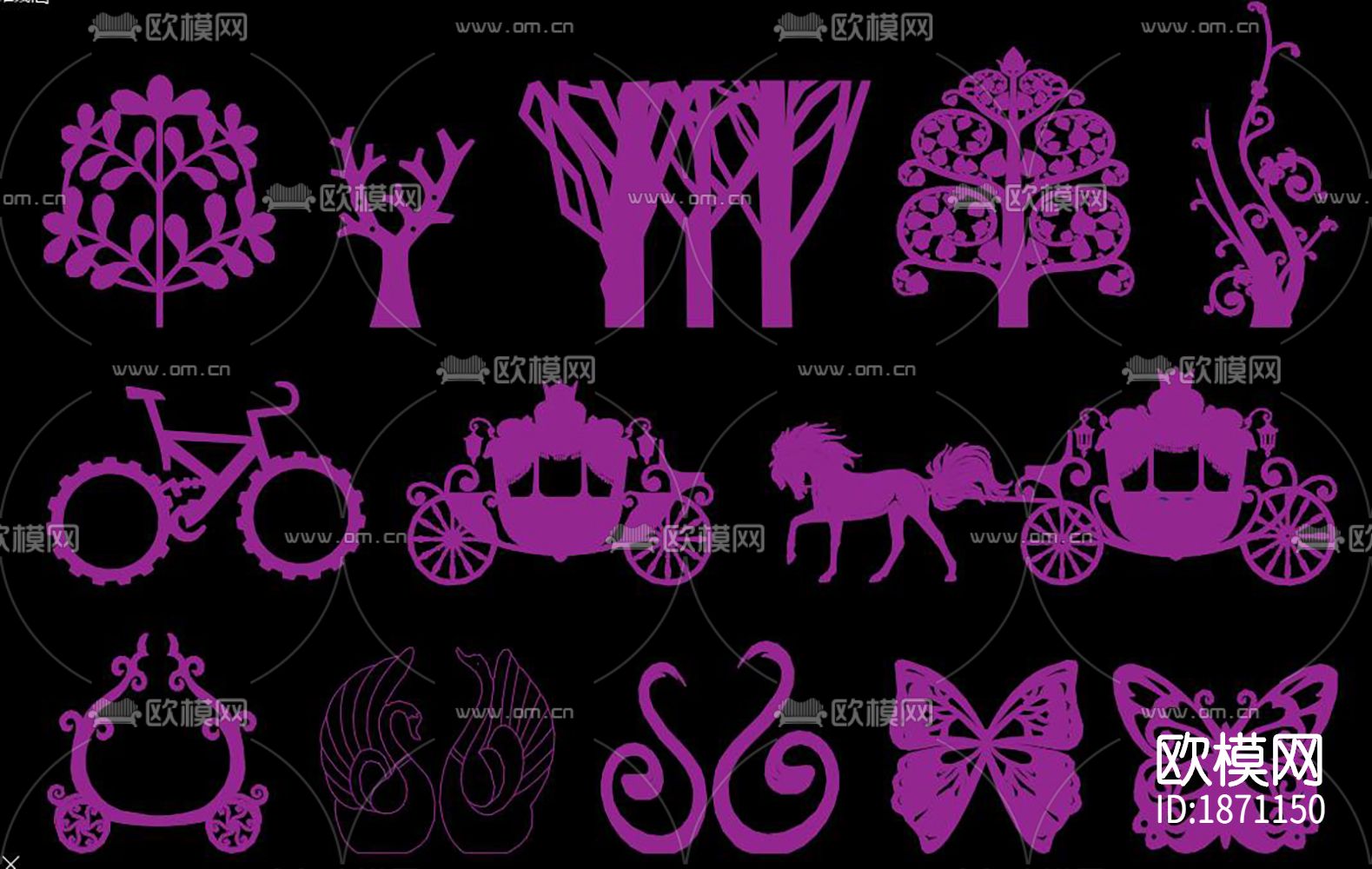 婚礼背板cad图库下载（渲染图7）