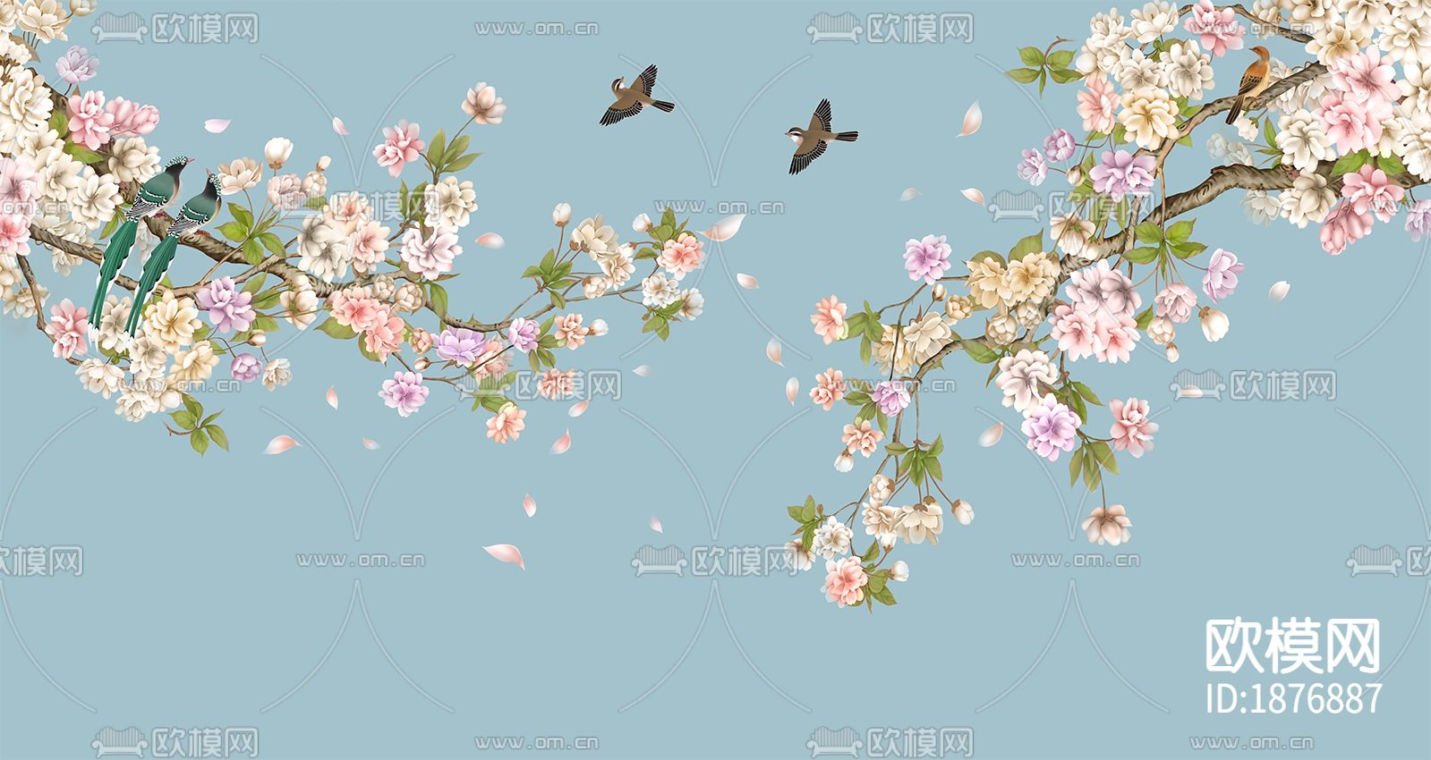 中式花鸟壁纸下载（渲染图6）