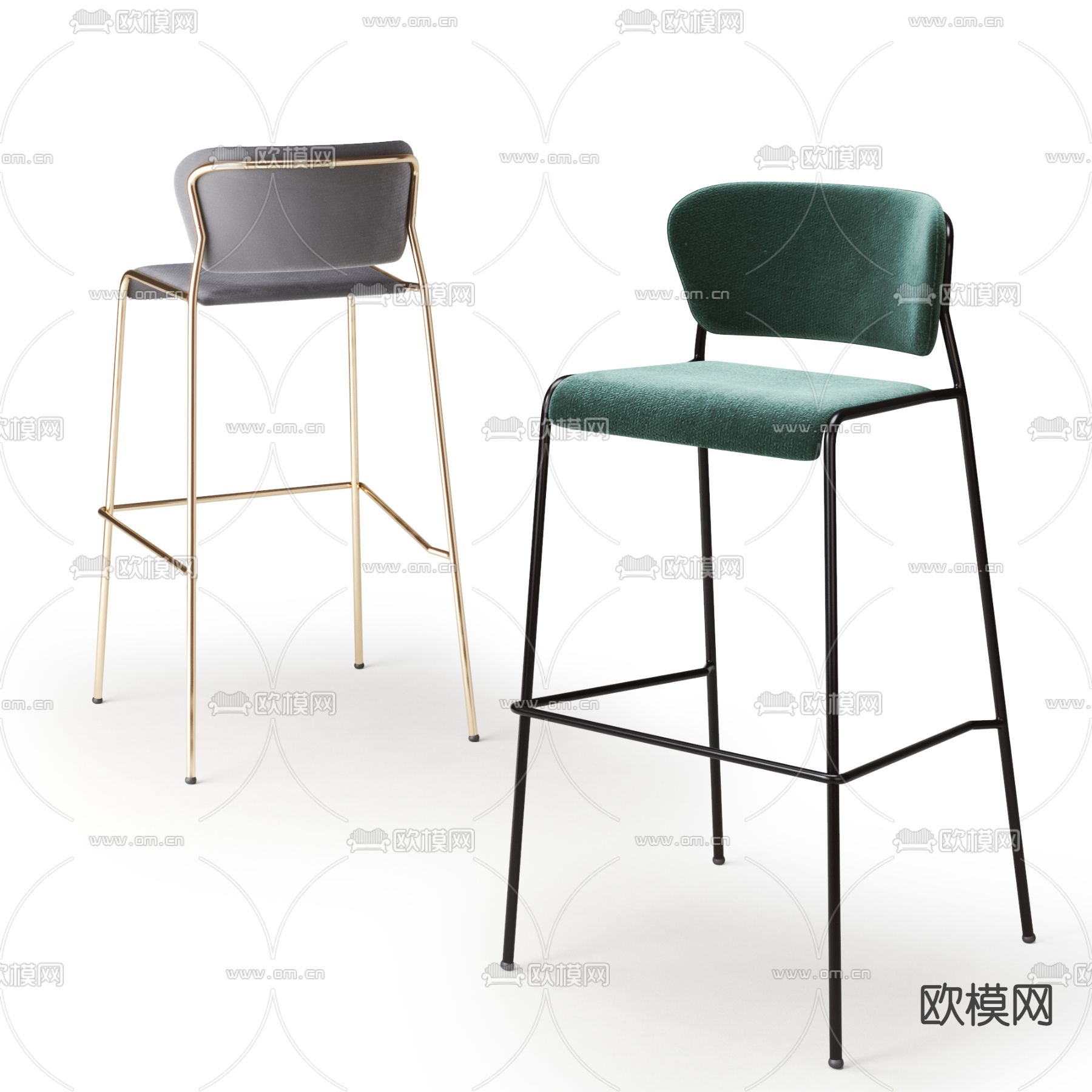 现代布艺吧台椅3d模型