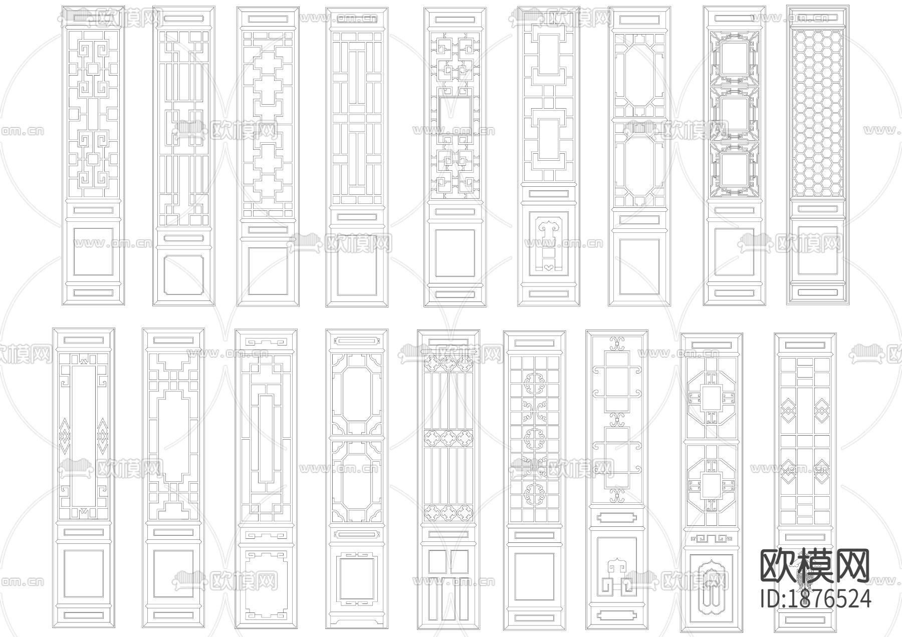 中式家具cad图库下载（渲染图2）