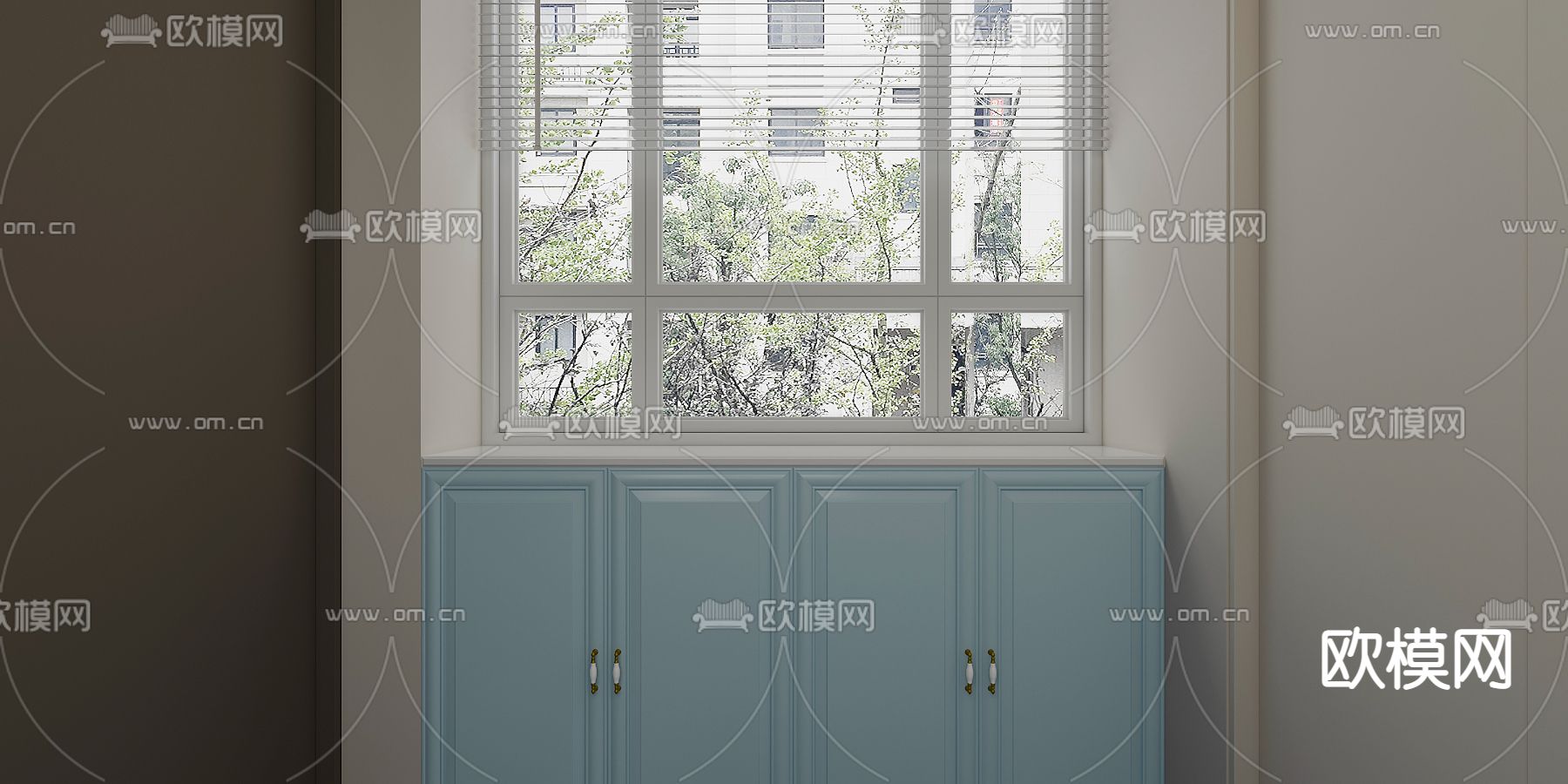 法式客厅餐厅免费3d模型下载（渲染图4）