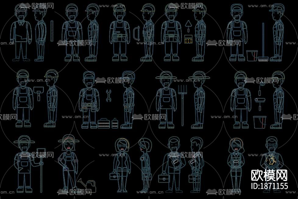 职业人物cad图库下载（渲染图6）