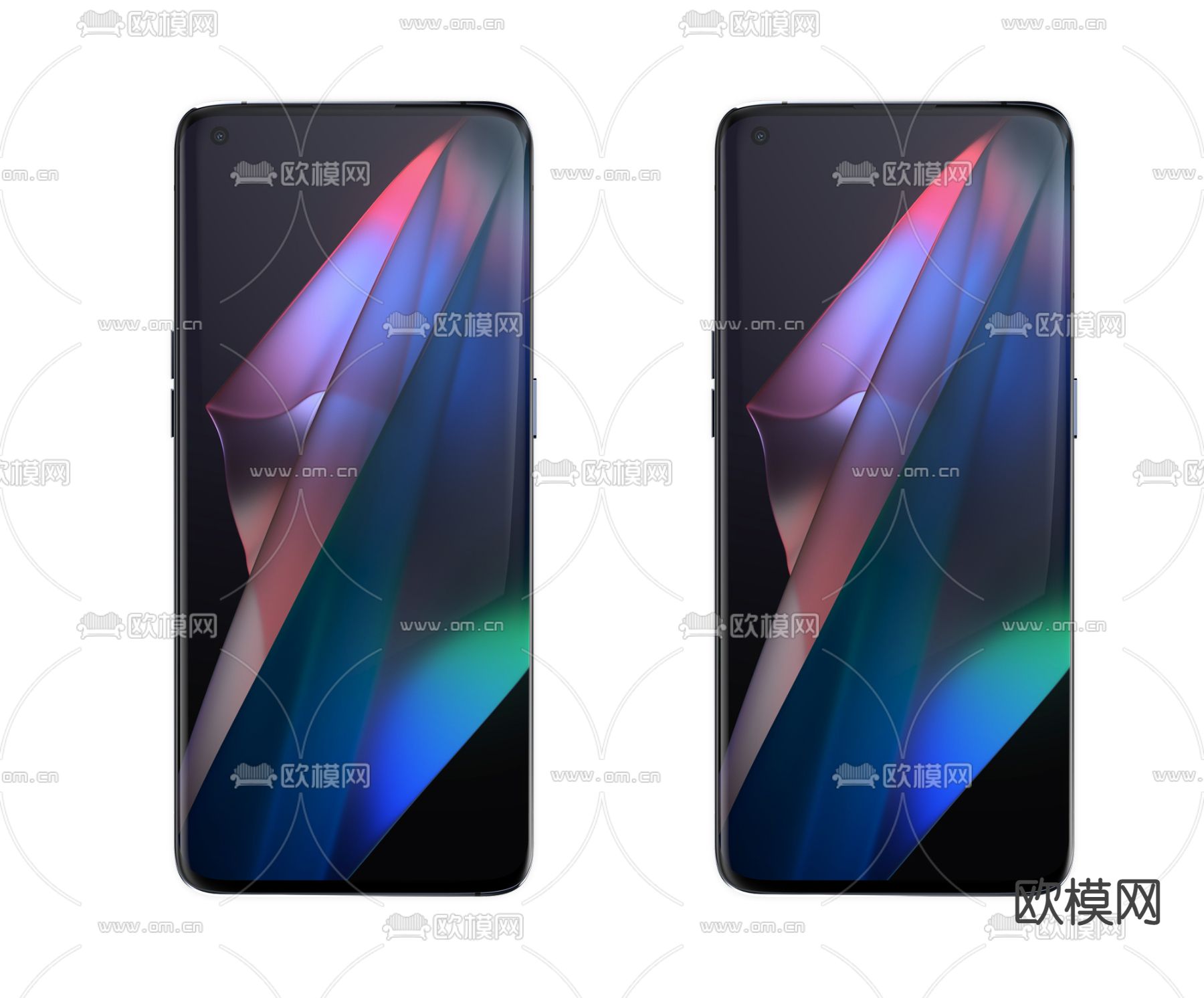 现代oppo手机3d模型下载（渲染图2）