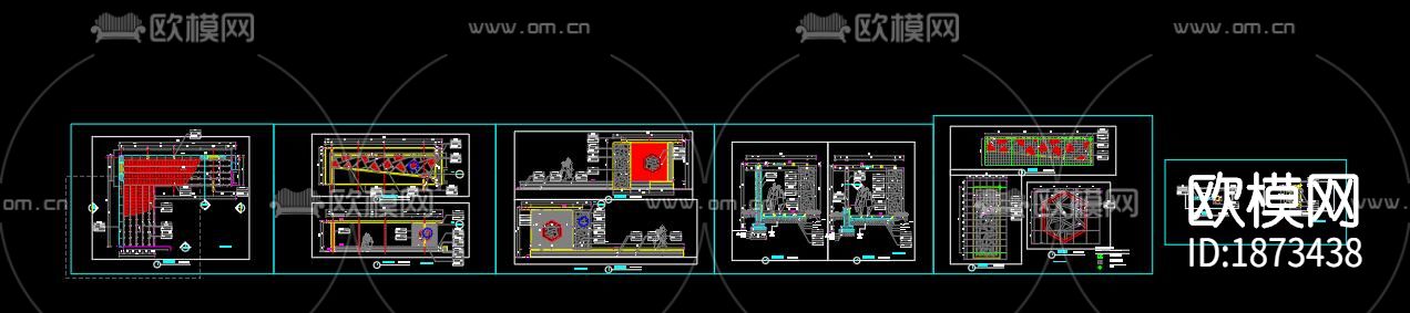 新中式景墙cad节点大样图下载（渲染图8）