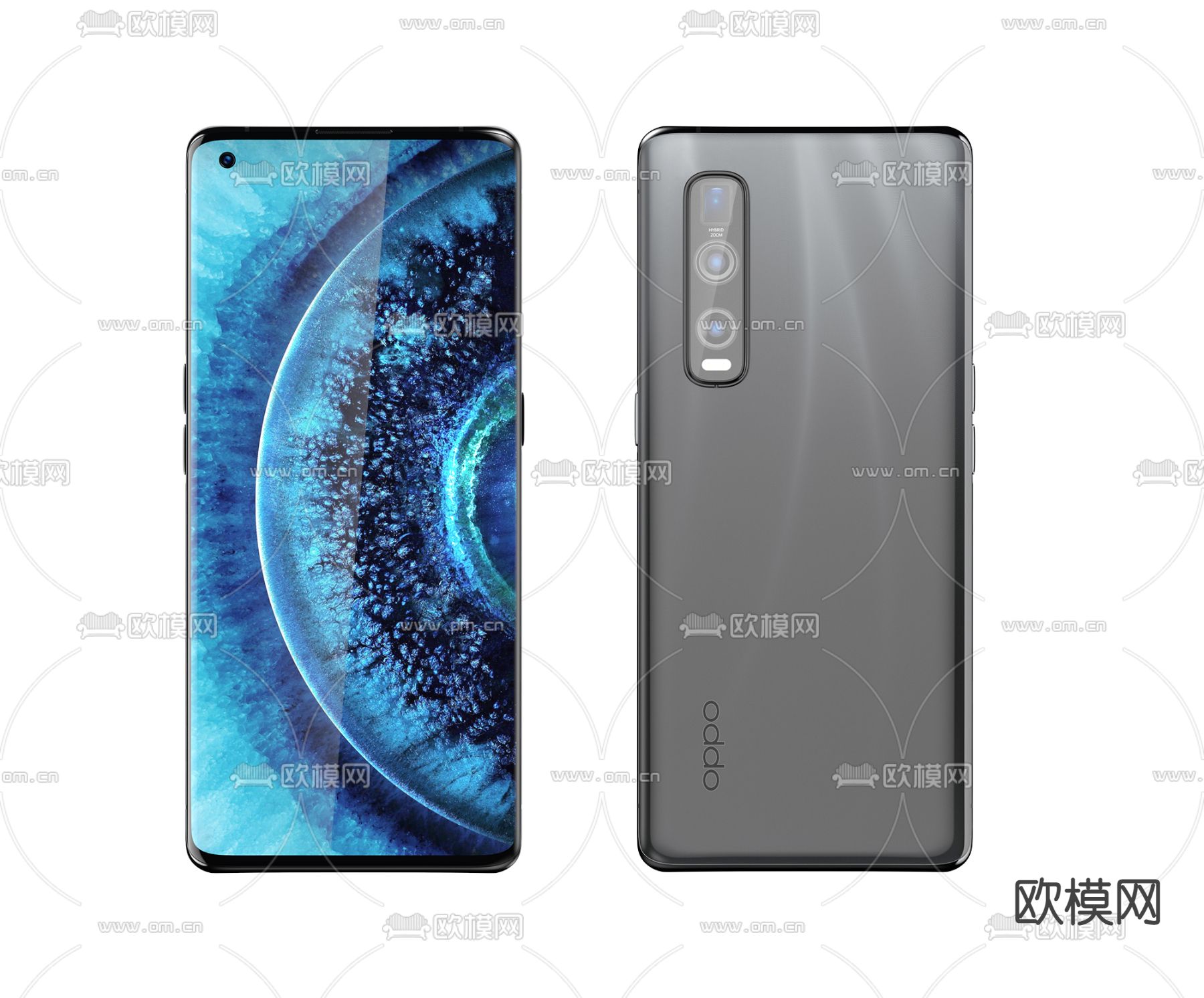 现代OPPO手机3d模型下载（渲染图1）
