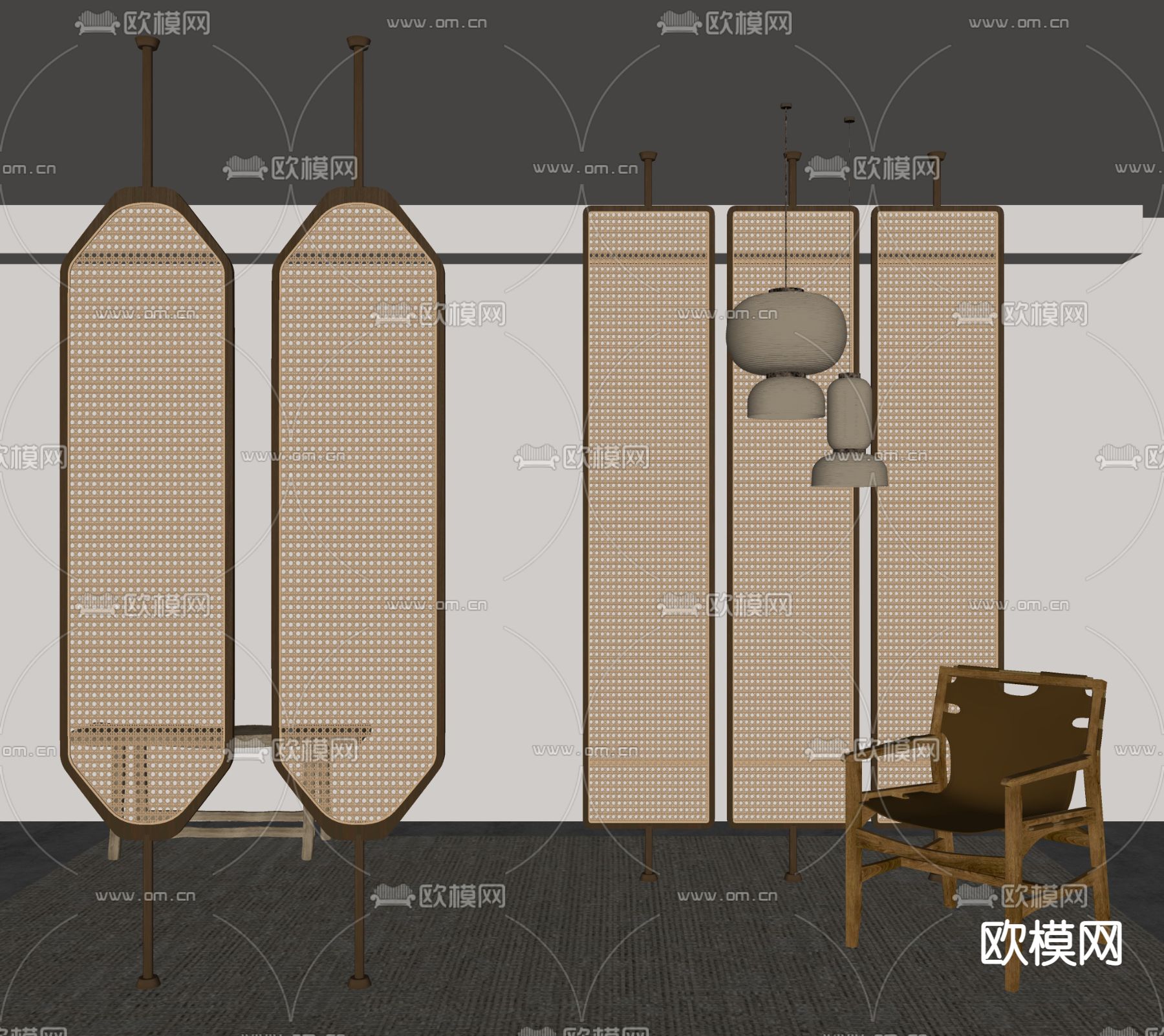 侘寂隔断su模型下载（渲染图2）