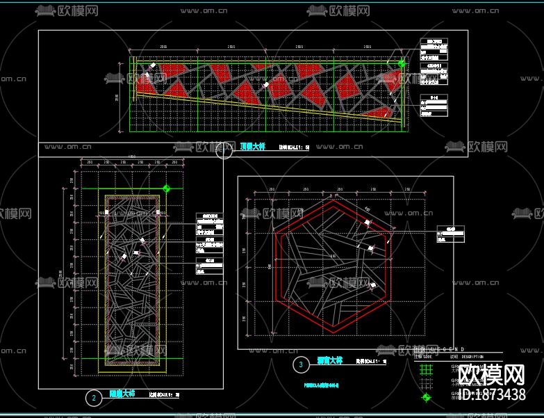 新中式景墙cad节点大样图下载（渲染图6）