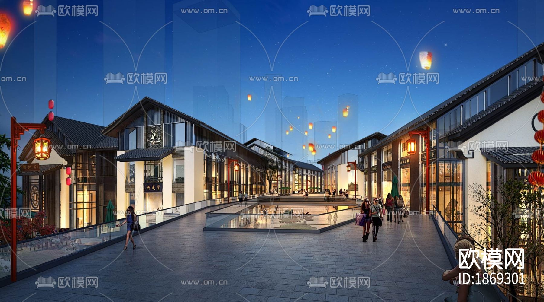 中式商业街cad施工图下载（渲染图5）