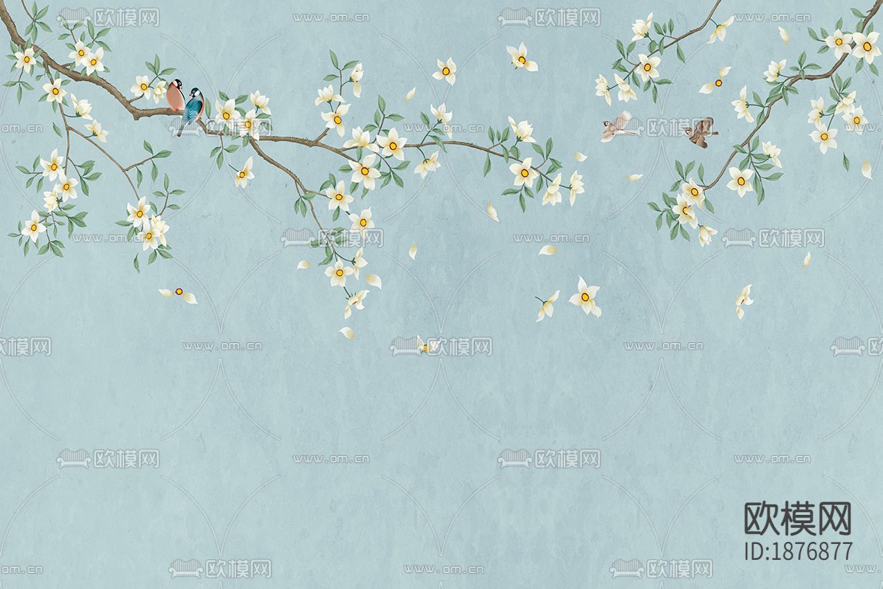 中式花鸟壁纸下载（渲染图3）