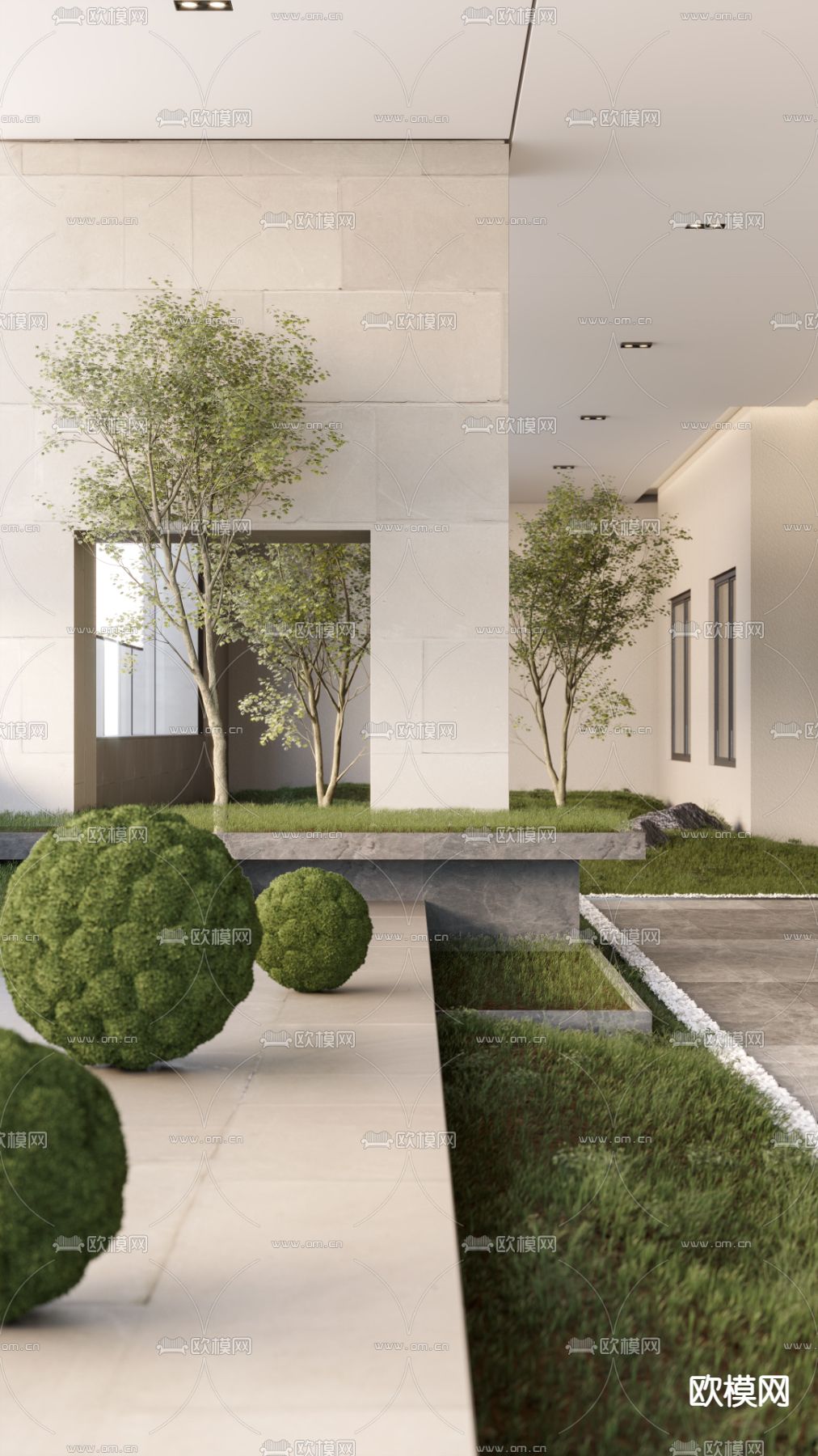 现代室内苔藓球景观小品3d模型