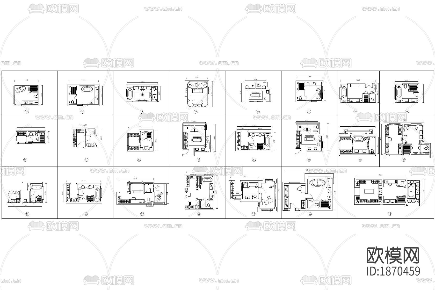 浴室卫生间cad平面图下载（渲染图3）