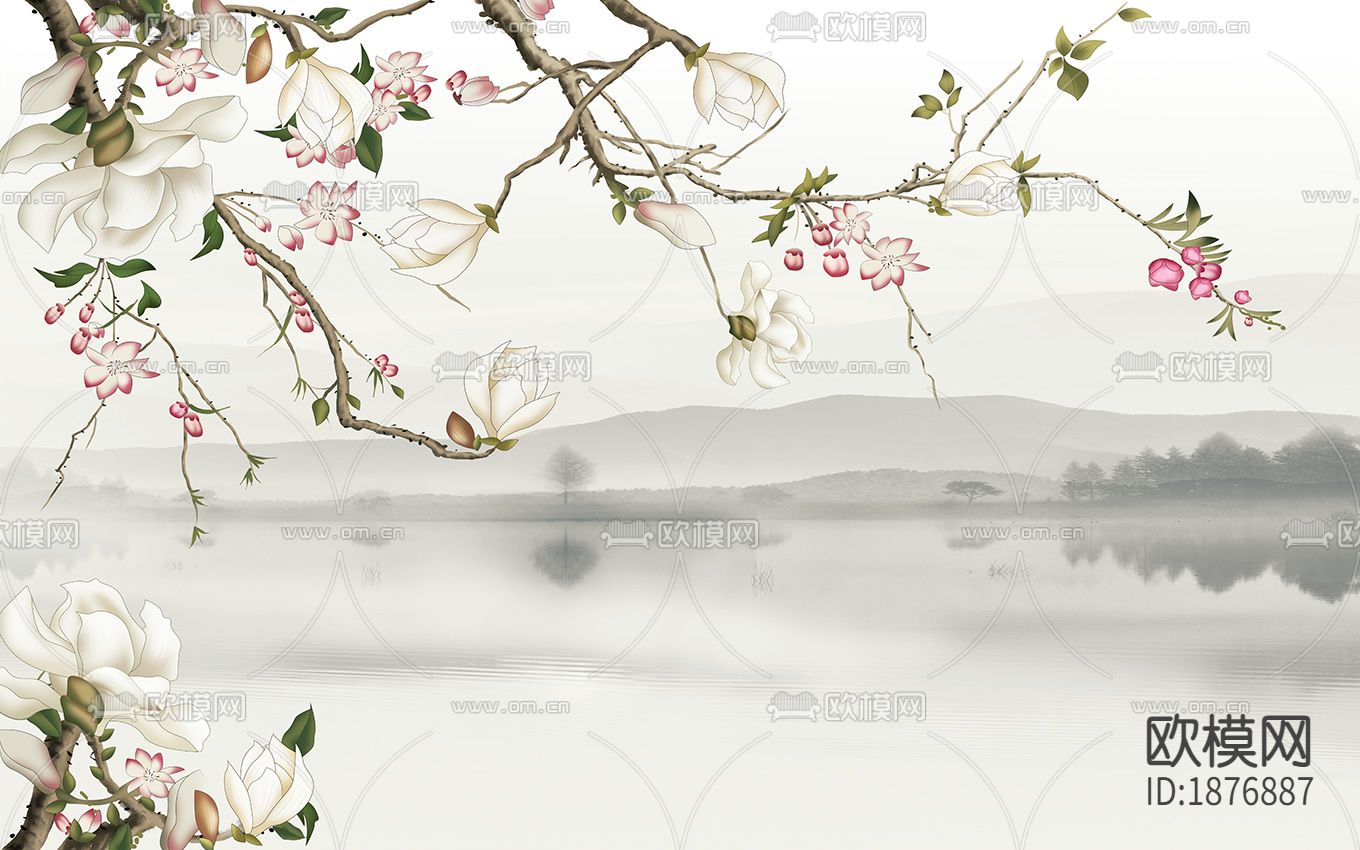 中式花鸟壁纸下载（渲染图2）