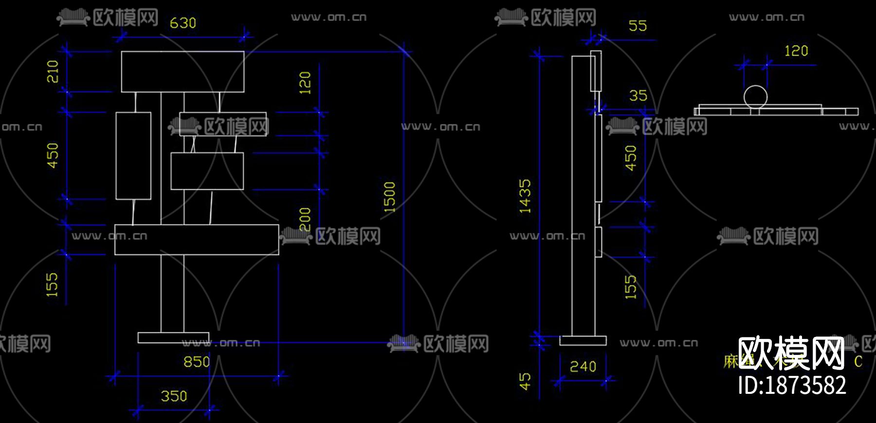 垃圾桶标识牌cad图库下载（渲染图2）