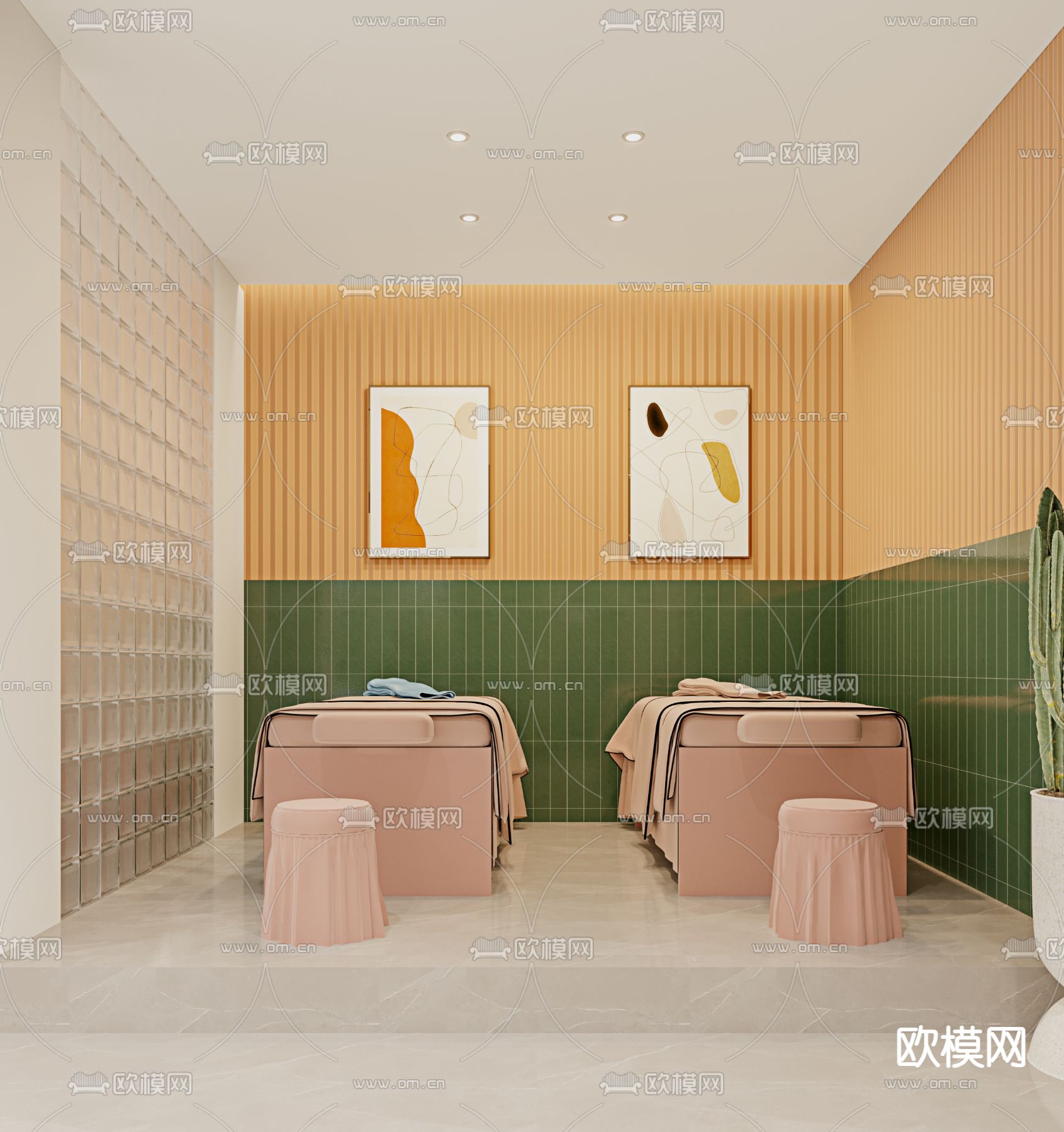 现代SPA美容院休息区3d模型下载（渲染图2）