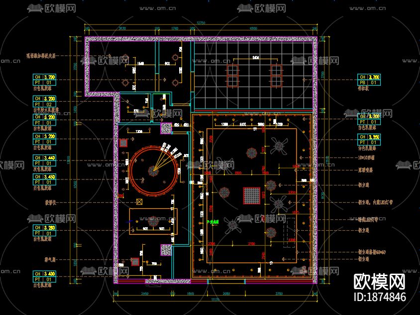 餐厅面馆cad施工图下载（渲染图2）