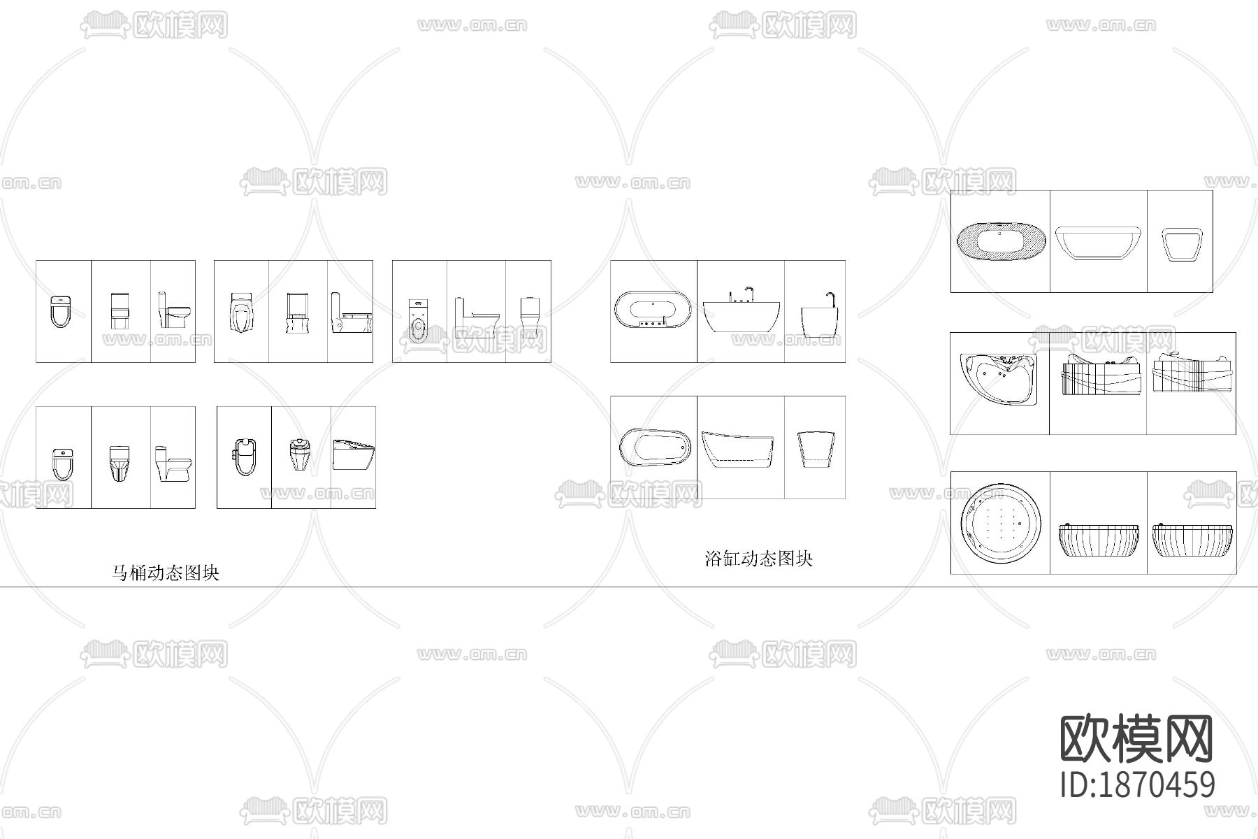 浴室卫生间cad平面图下载（渲染图4）