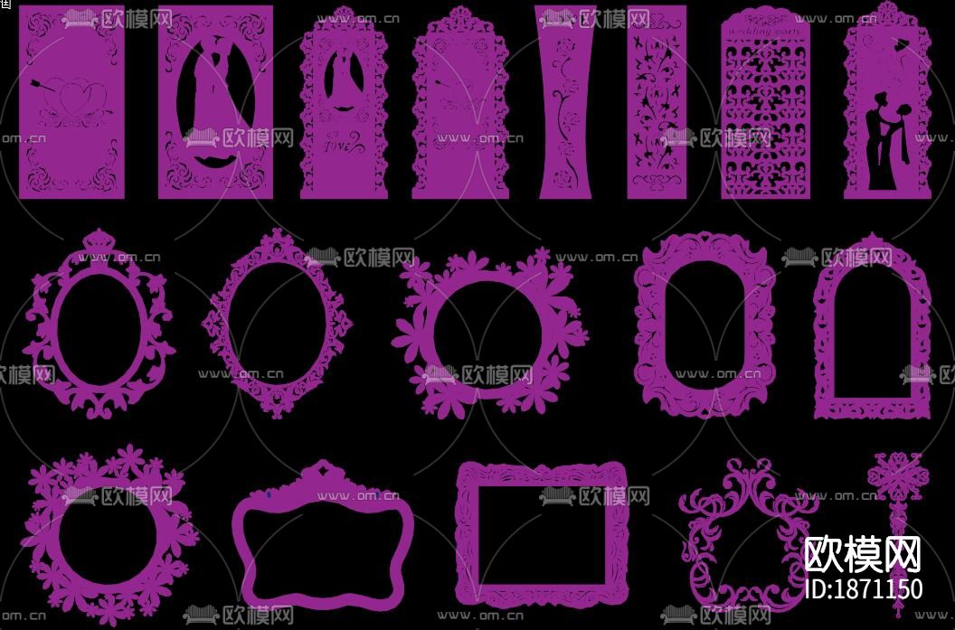婚礼背板cad图库下载（渲染图6）