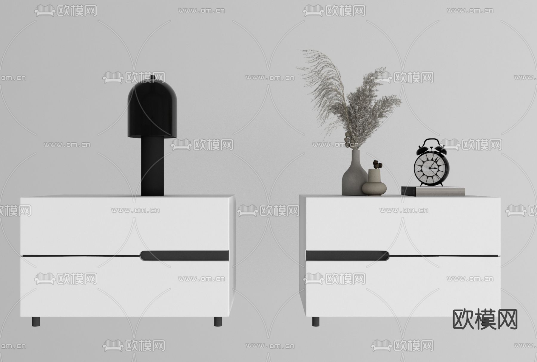 现代简约床头柜免费3d模型下载（渲染图2）