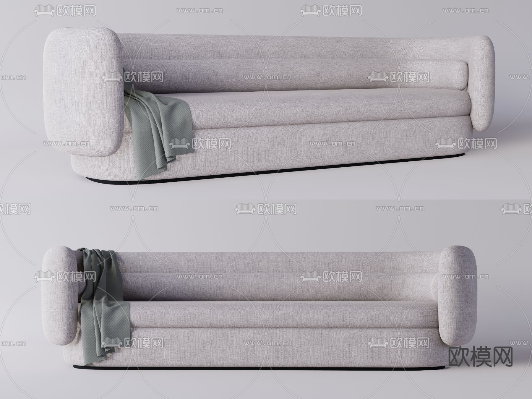 现代布艺多人沙发su模型下载（渲染图1）