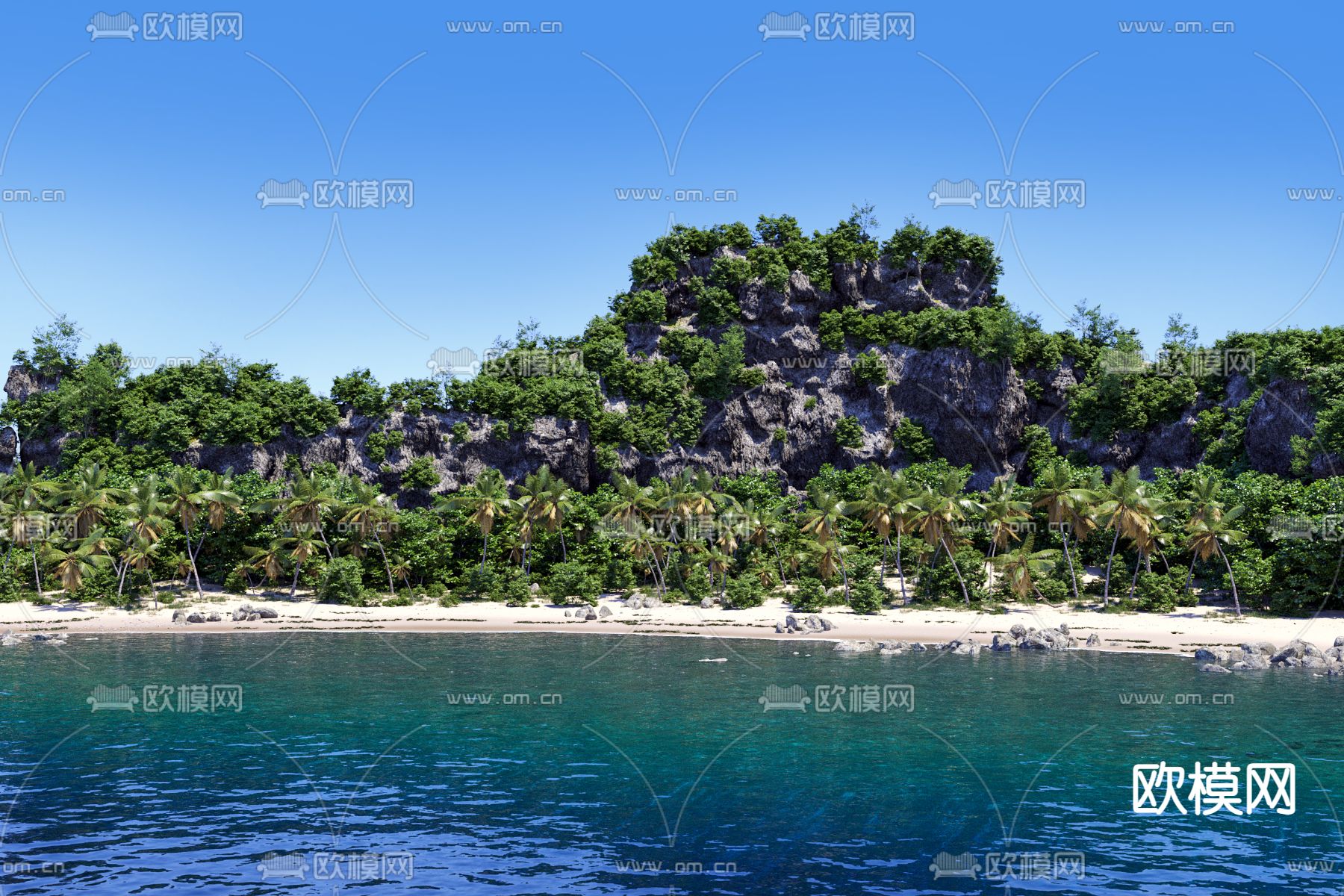 现代沙滩海滩景观3d模型