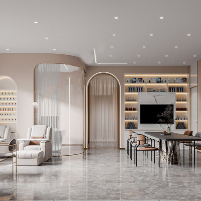  现代美妆店su模型 