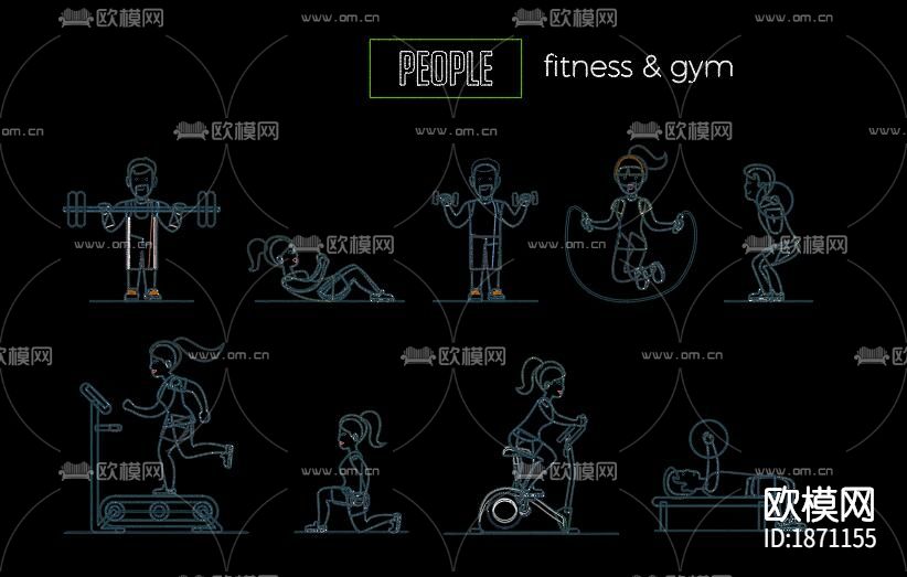 职业人物cad图库下载（渲染图2）