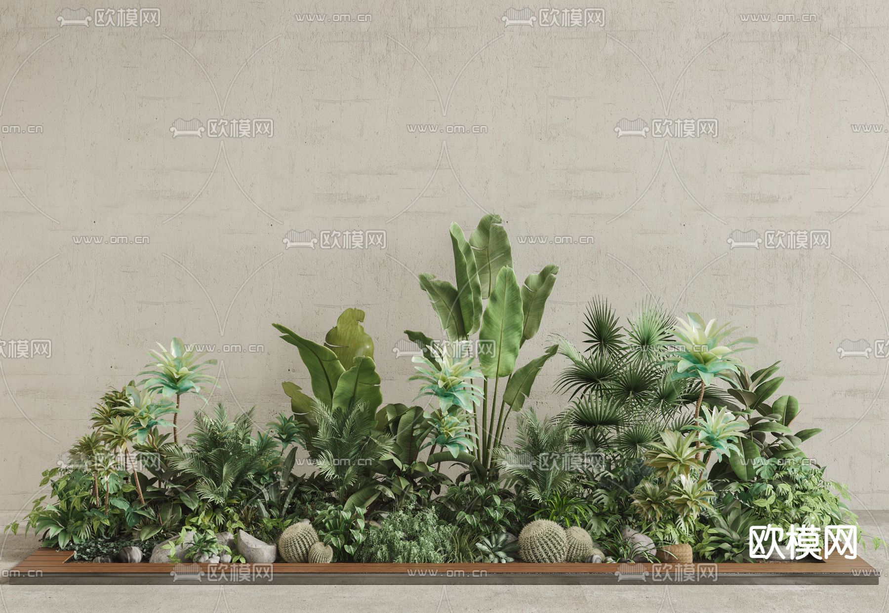 现代绿植堆园艺小品3d模型下载