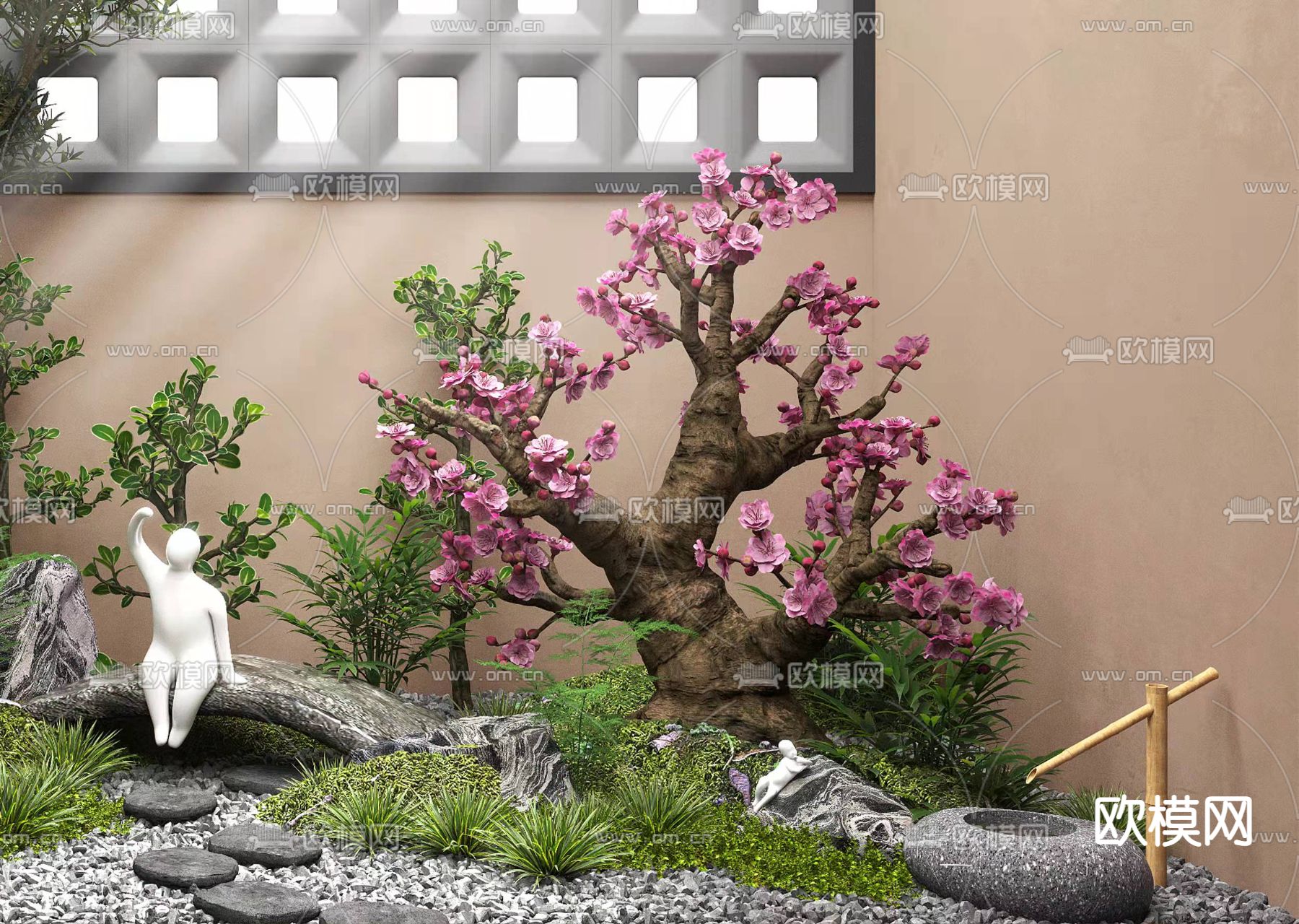 新中式造景小品3d模型