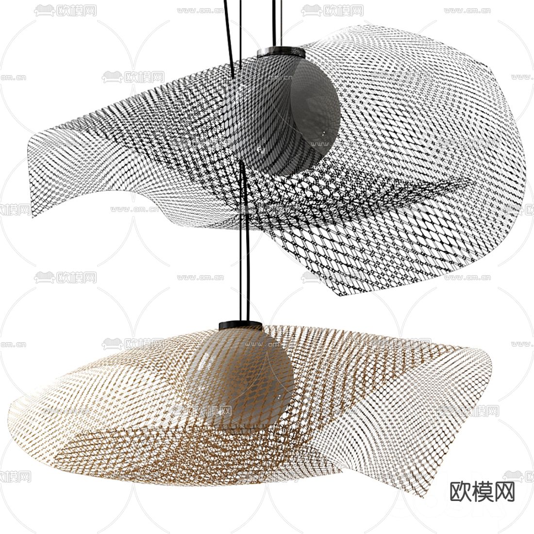 现代金属网格小吊灯3d模型下载（渲染图2）