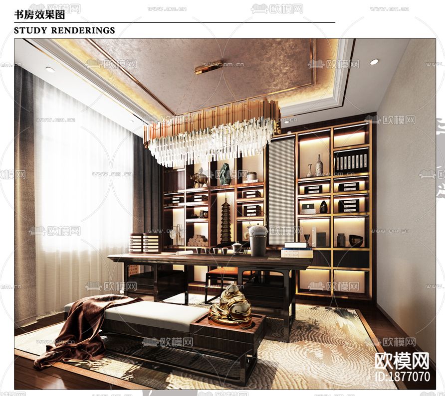 家装样板间cad施工图下载（渲染图5）