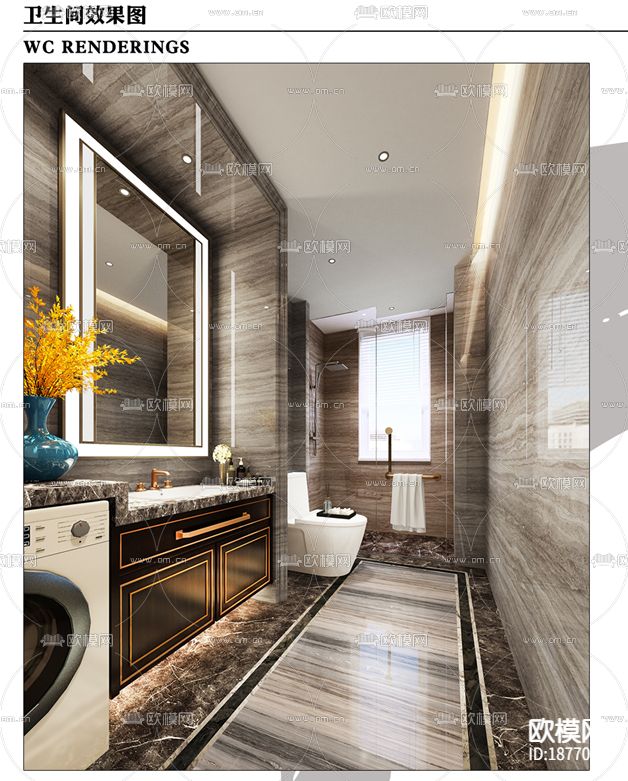 家装样板间cad施工图下载（渲染图7）