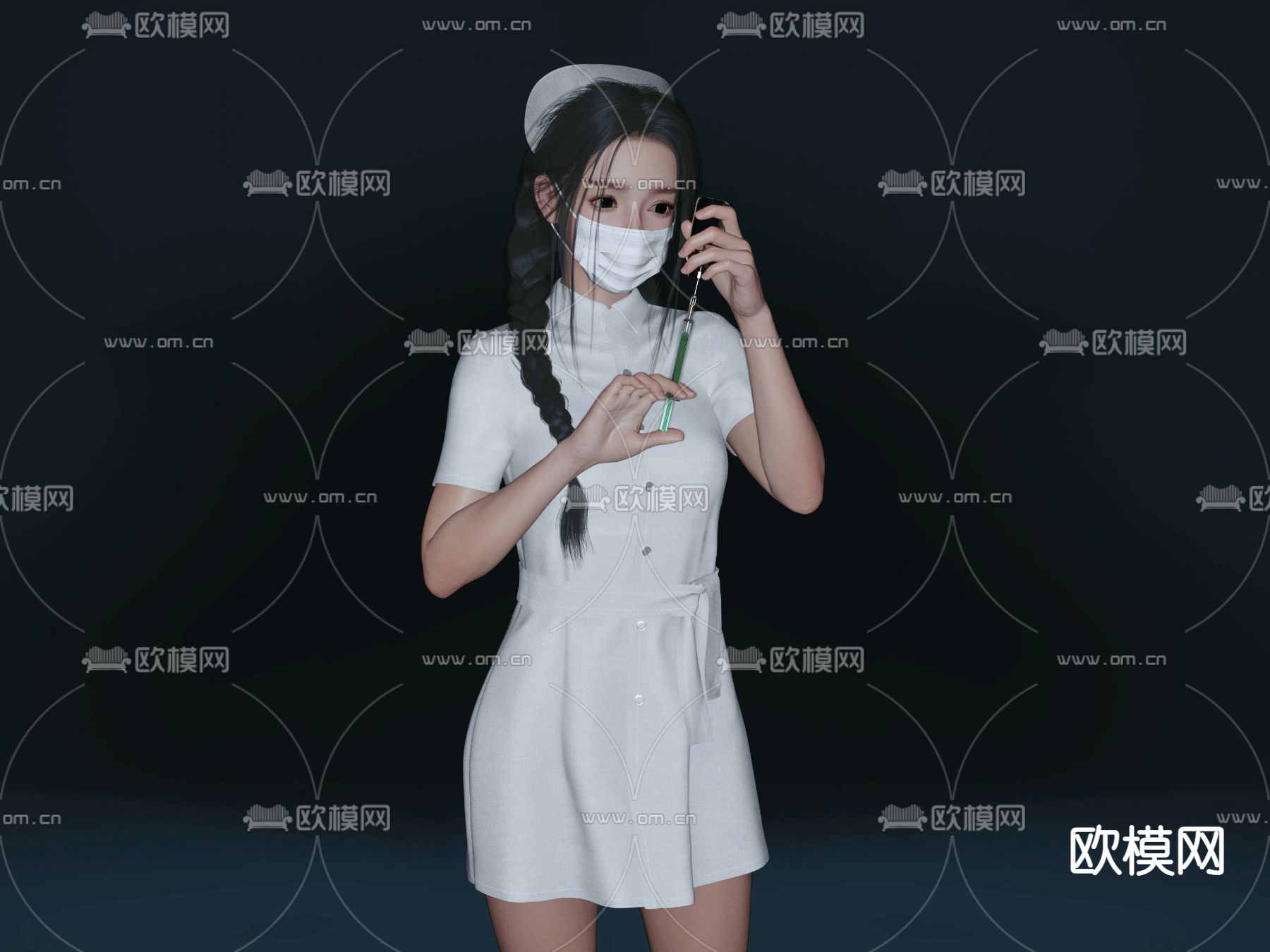 现代女护士人物3d模型下载