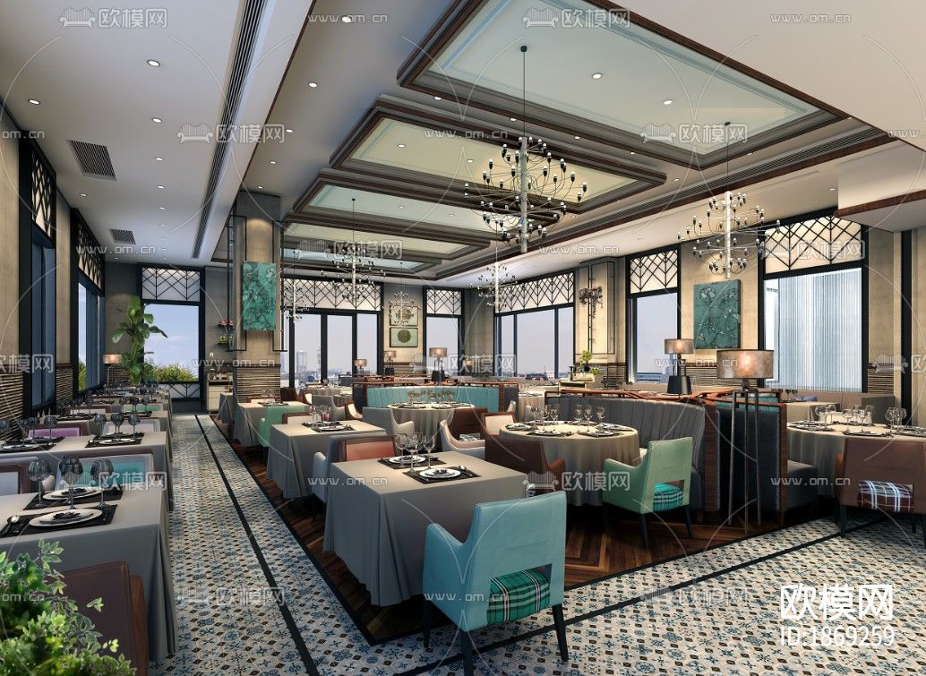主题餐厅cad施工图下载（渲染图1）