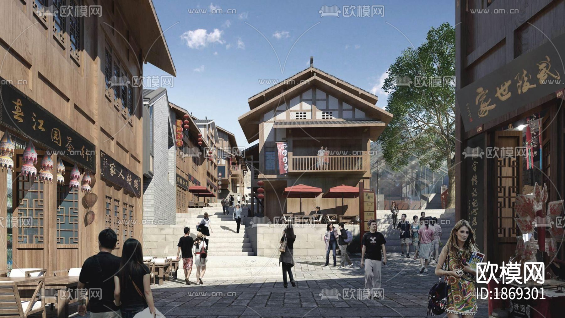 中式商业街cad施工图下载（渲染图7）