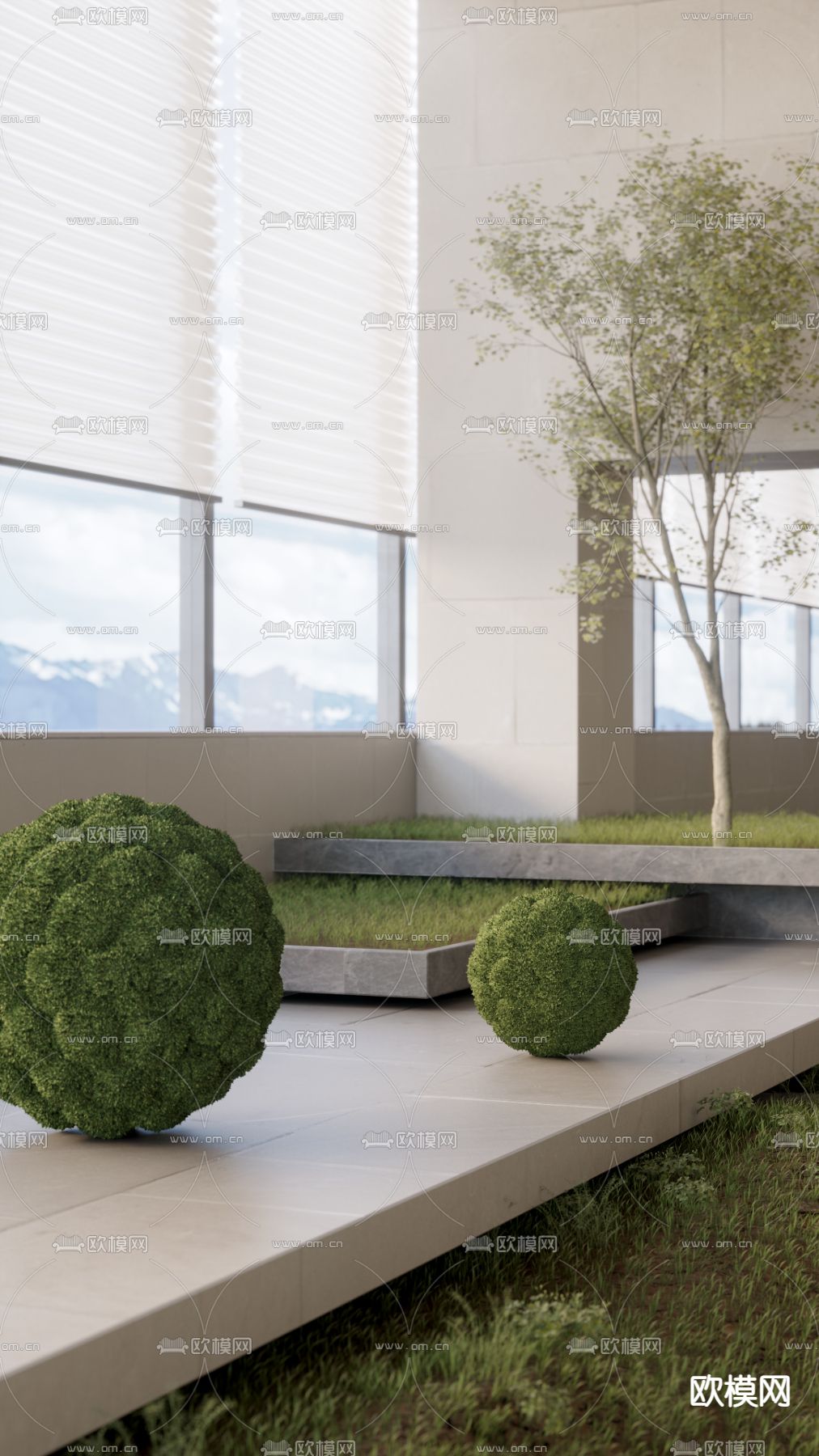 现代室内苔藓球景观小品3d模型