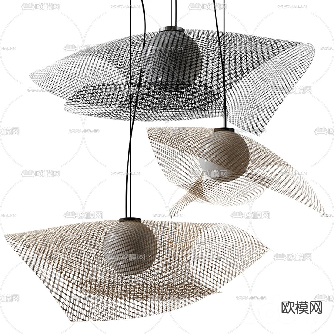 现代金属网格小吊灯3d模型下载（渲染图1）