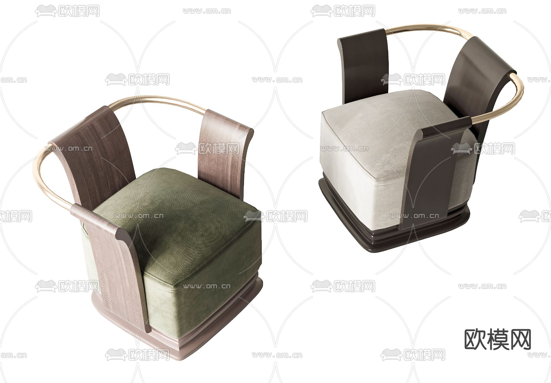 新中式布艺单人沙发3d模型下载（渲染图1）