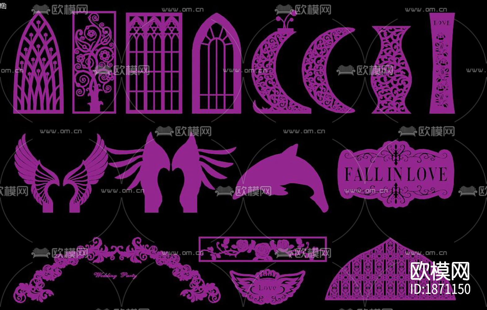 婚礼背板cad图库下载（渲染图10）