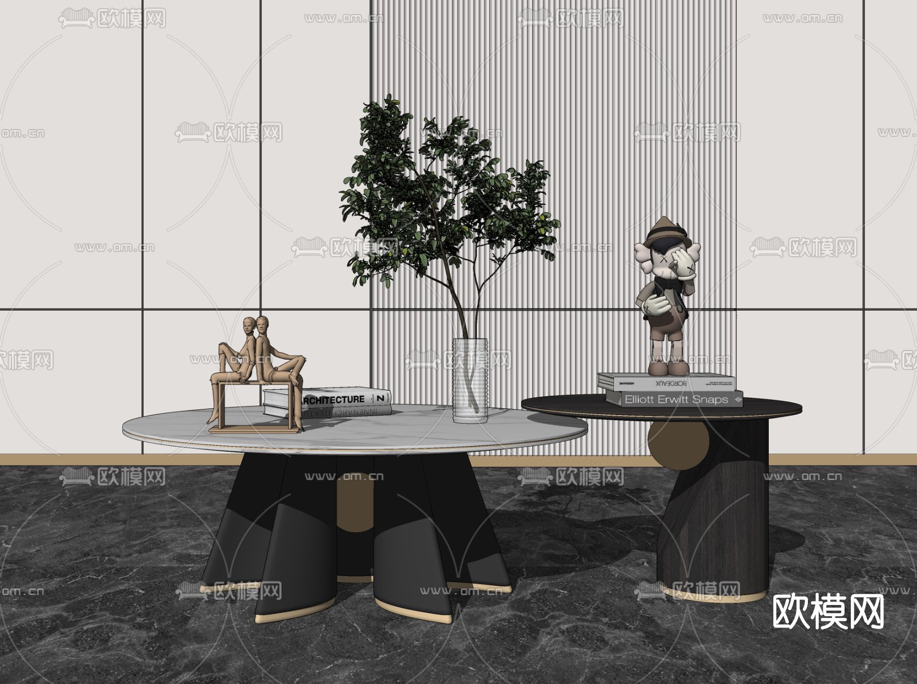 现代轻奢茶几su模型下载（渲染图3）