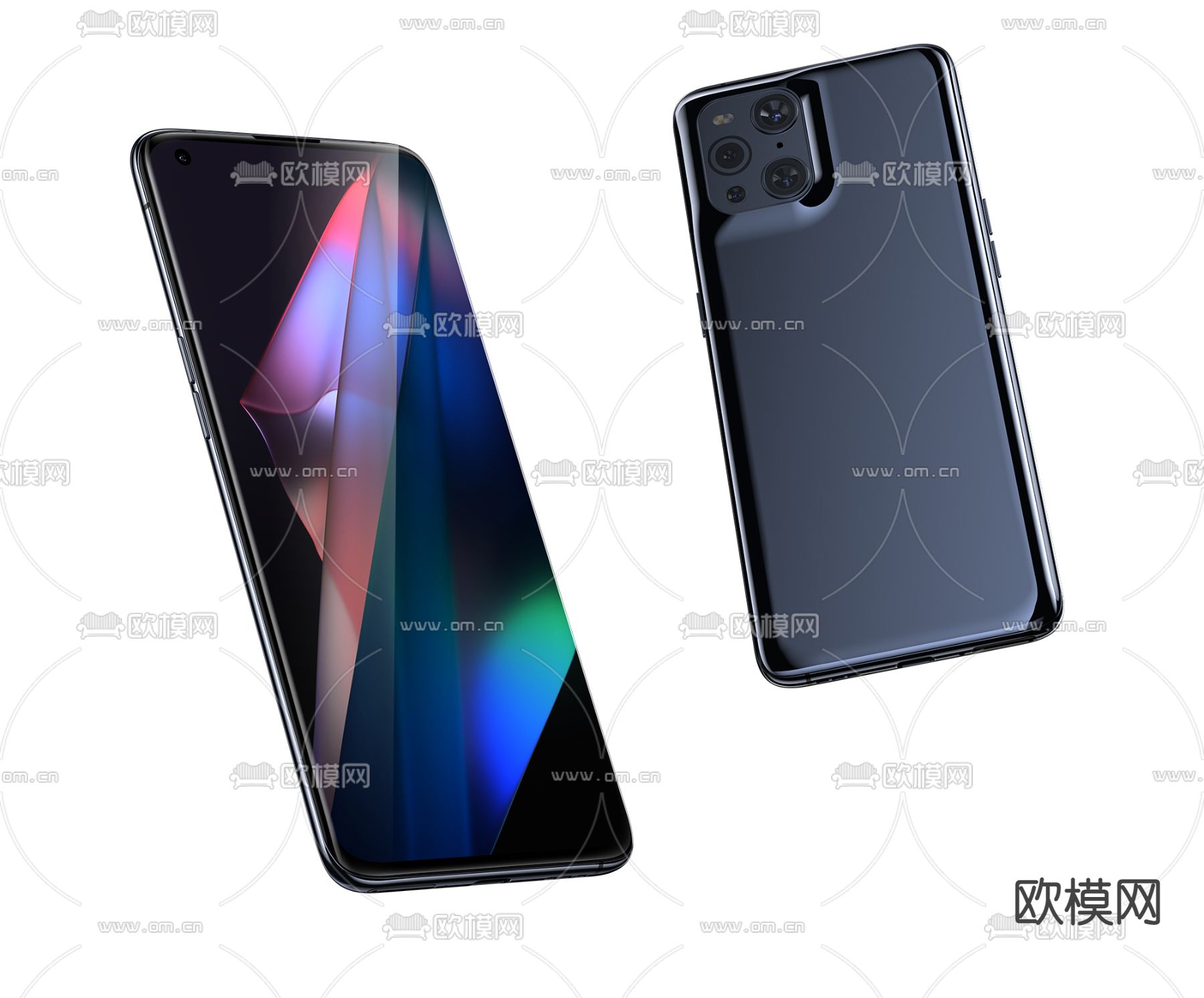现代oppo手机3d模型下载（渲染图1）