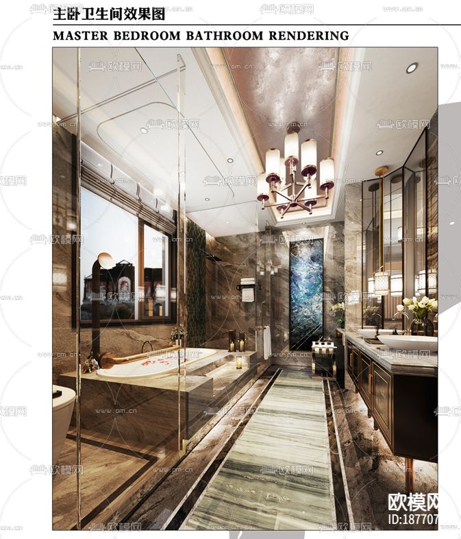 家装样板间cad施工图下载（渲染图4）