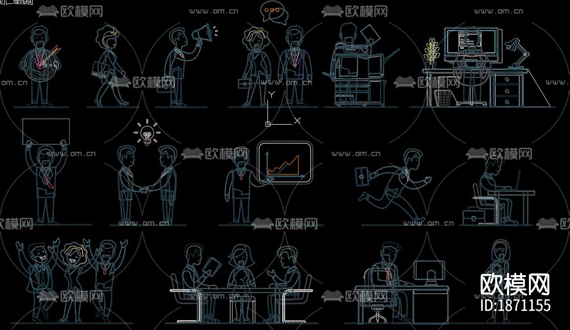 职业人物cad图库下载（渲染图10）