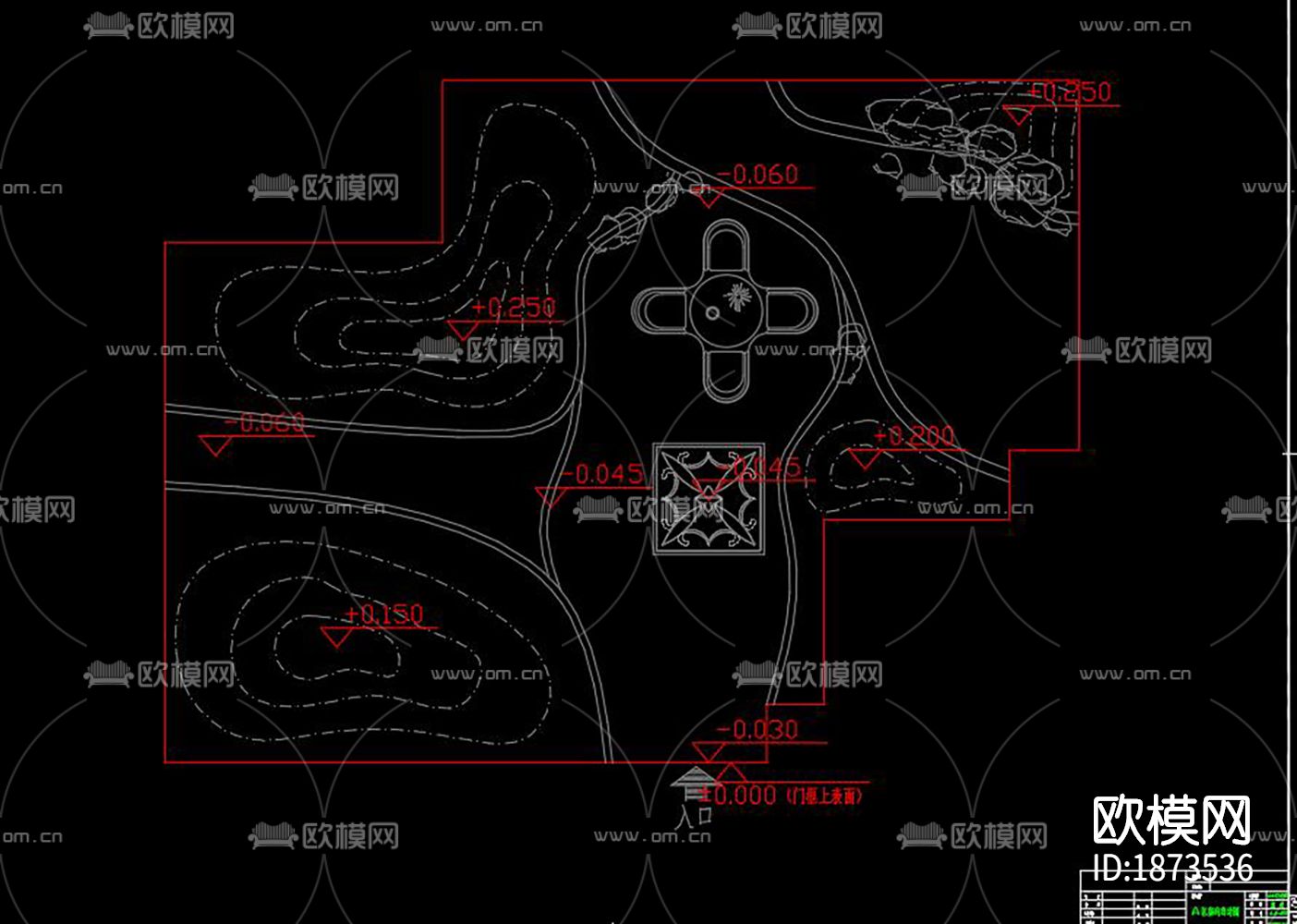 小区绿化规划cad施工图下载（渲染图3）